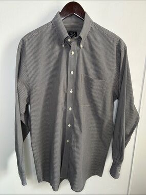 Jos. A. Bank Men's Black, Tan and White Micro-Check Cotton Dress Shirt